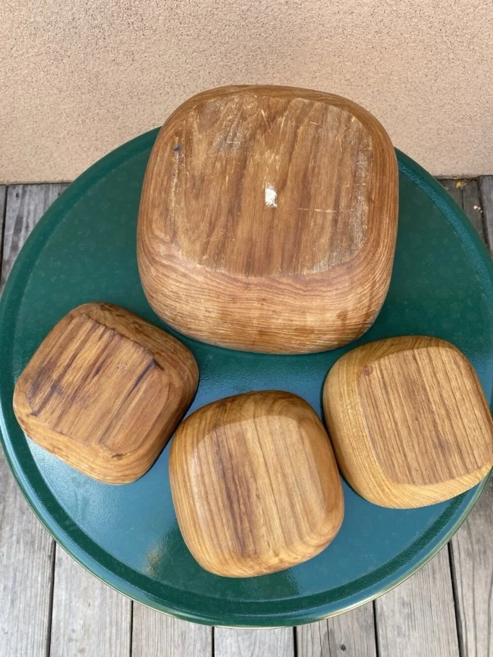 Teak Serving Salad Bowl 3 Individual Teak Bowls